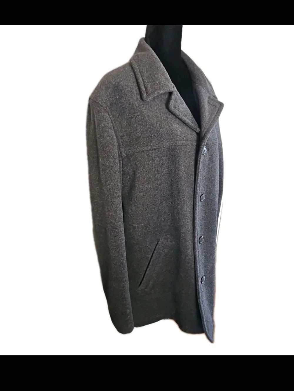 J.Crew Mens Wool Blend Gray Pea Coat  Classic Timeless Closet Staple Outerwear M
